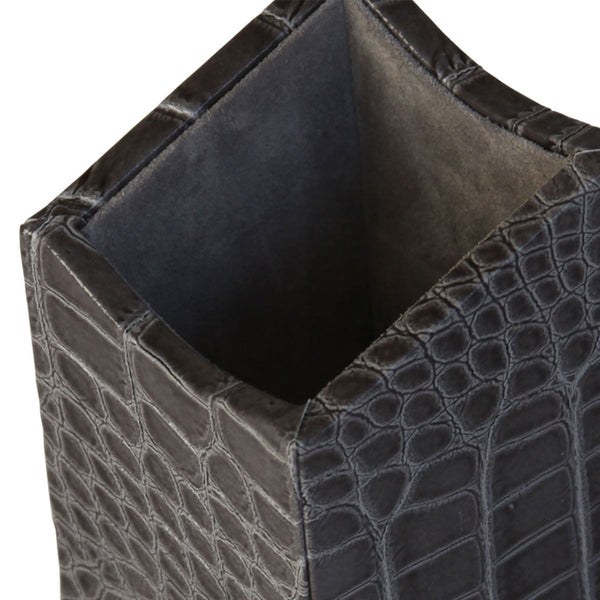 Dacasso Protacini Castlerock Gray Italian Crocodile Leather Pencil Cup