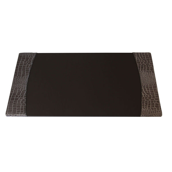 dacasso Protacini Castlerock Gray Italian Patent Leather 34 x 20 Side-Rail Desk Pad