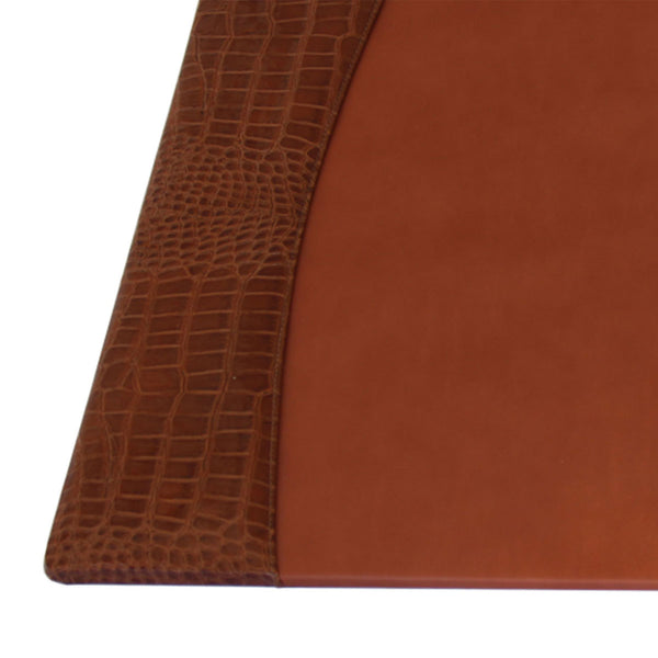 Dacasso Protacini Cognac Brown Italian Crocodile Leather 34 X 20 Side-Rail Desk Pad