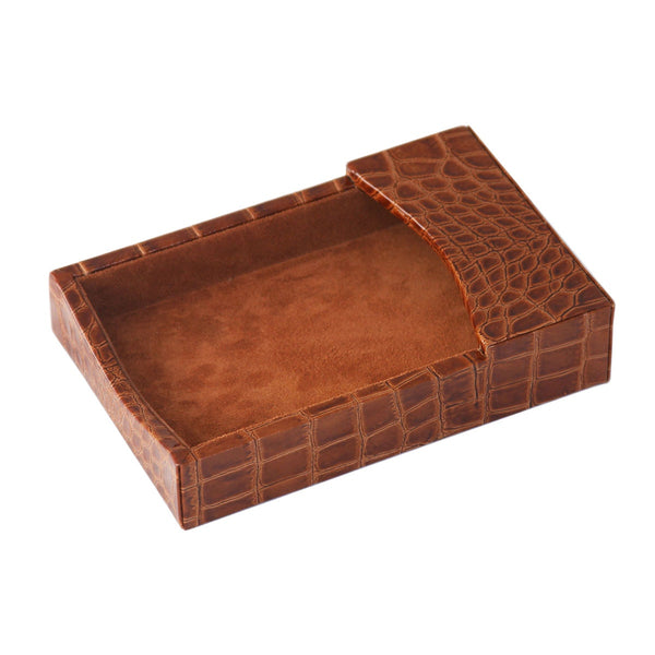 Dacasso Protacini Cognac Brown Italian Crocodile Leather 4 X 6 Memo Holder