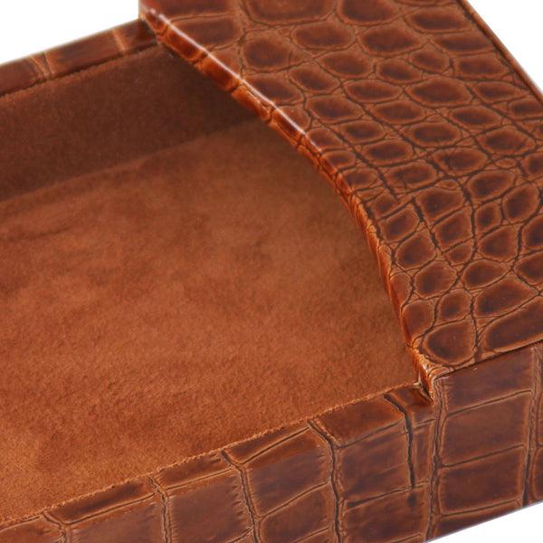 Dacasso Protacini Cognac Brown Italian Crocodile Leather 4 X 6 Memo Holder