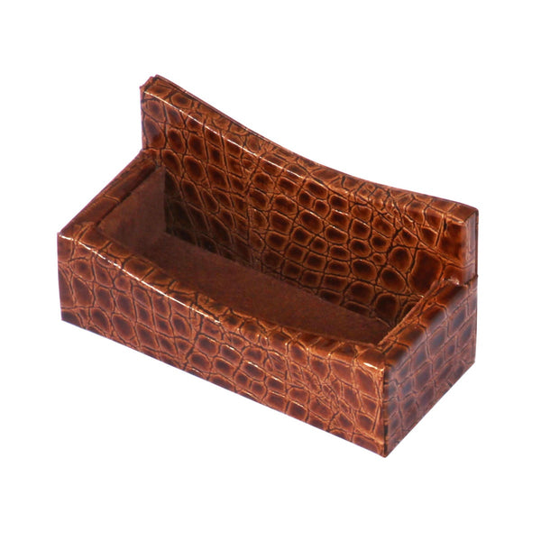 Dacasso Protacini Cognac Brown Italian Crocodile Leather Business Card Holder