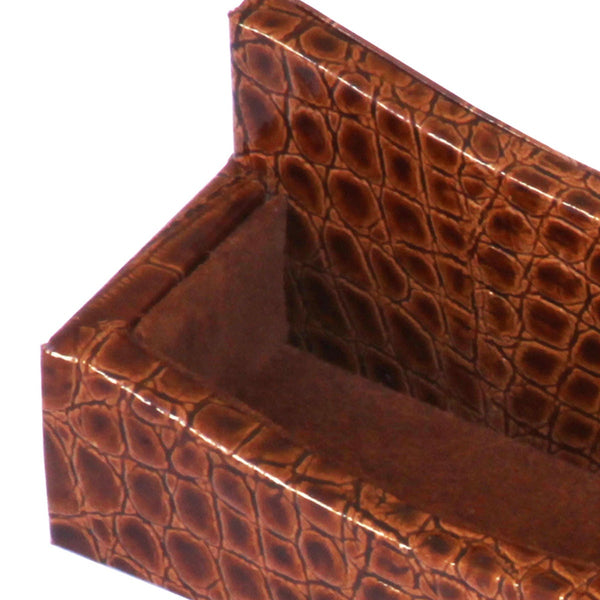Dacasso Protacini Cognac Brown Italian Crocodile Leather Business Card Holder