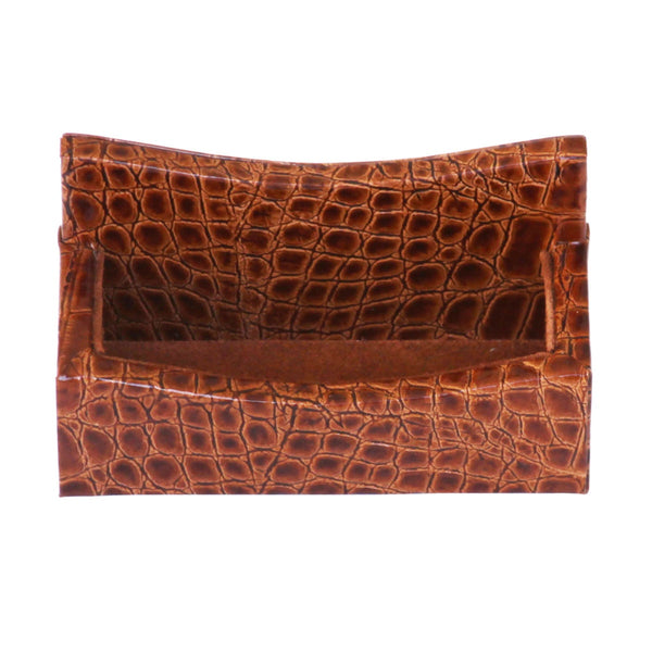 dacasso Protacini Cognac Brown Italian Crocodile Leather Business Card Holder
