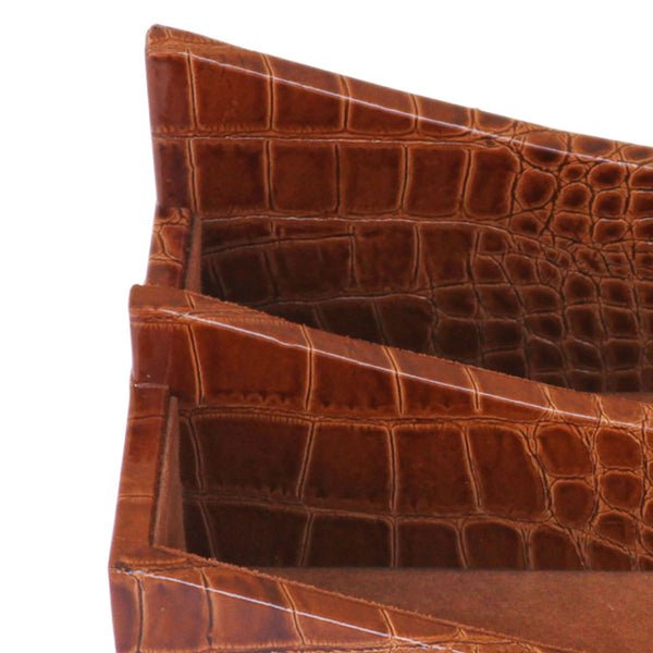 Dacasso Protacini Cognac Brown Italian Crocodile Leather Letter Holder