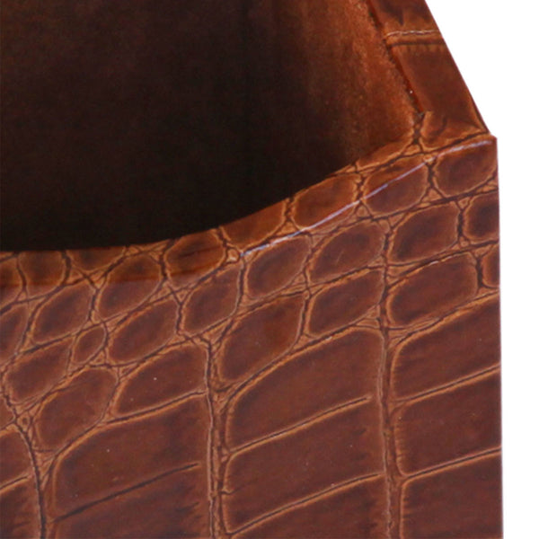 Dacasso Protacini Cognac Brown Italian Crocodile Leather Pencil Cup
