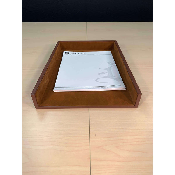 Dacasso Rustic Brown Leather Legal-Size Letter Tray