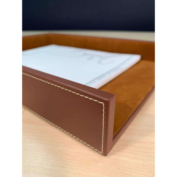Dacasso Rustic Brown Leather Legal-Size Letter Tray