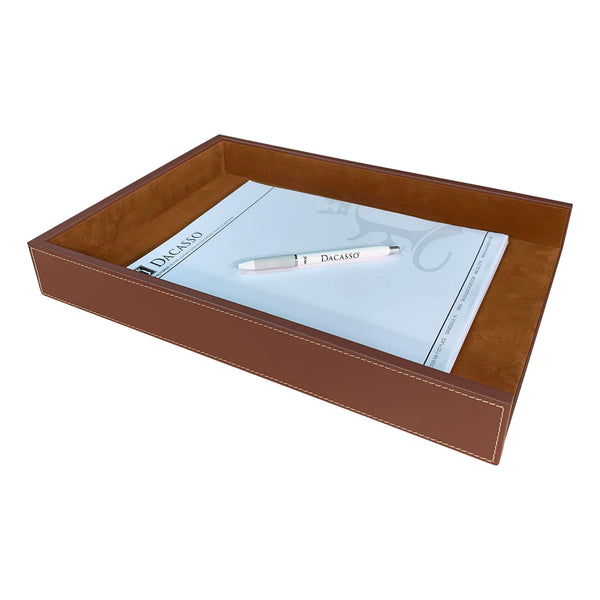 dacasso Rustic Brown Leather Legal-Size Letter Tray