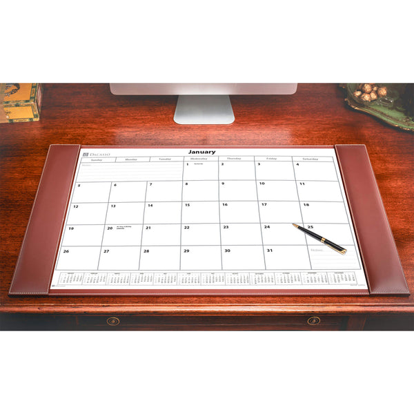 Dacasso Rustic (Sienna) Brown Leather Desk Pad W/ 2025 Calendar Insert 34 X 20