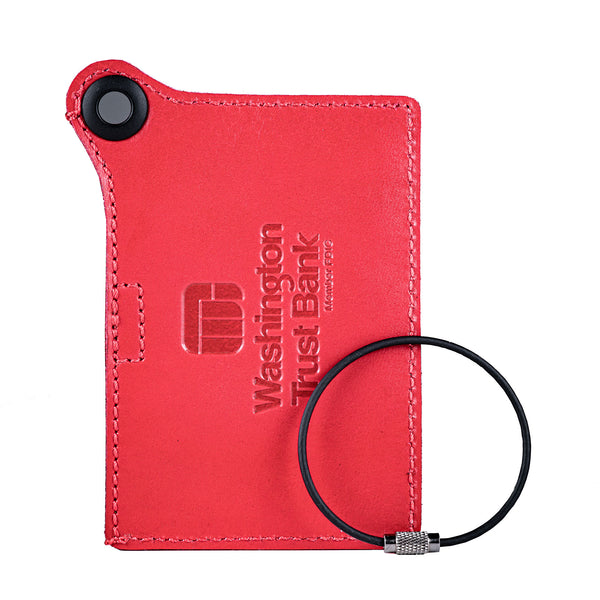 Dacasso Travelers Envy Leather Luggage Tag With Metal Cable - Red