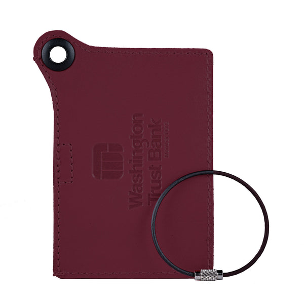 Dacasso Travelers Envy Leather Luggage Tag With Metal Cable - Burgundy