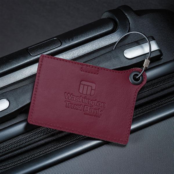 Dacasso Travelers Envy Leather Luggage Tag With Metal Cable - Burgundy