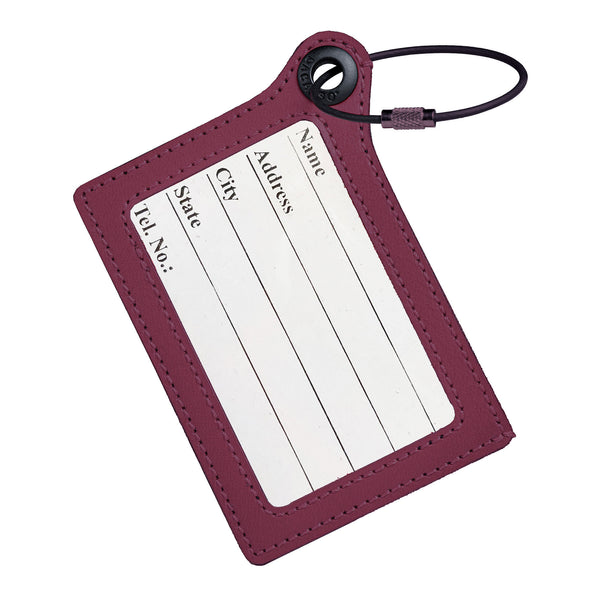 dacasso Travelers Envy Leather Luggage Tag with Metal Cable - Burgundy
