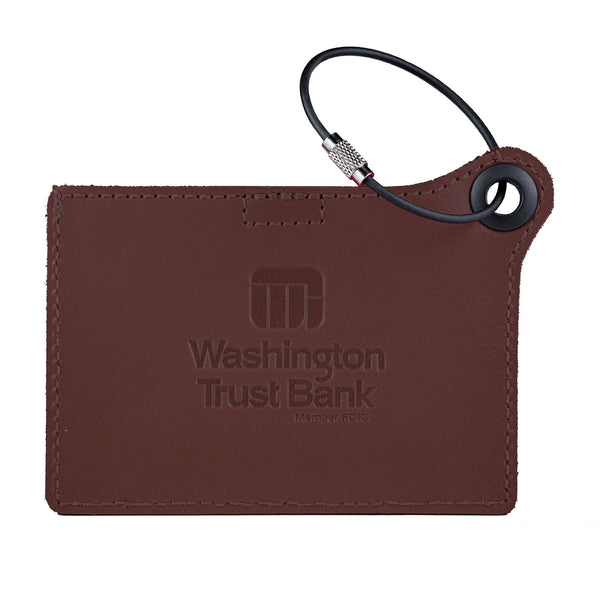 Dacasso Travelers Envy Leather Luggage Tag With Metal Cable - Chocolate Brown