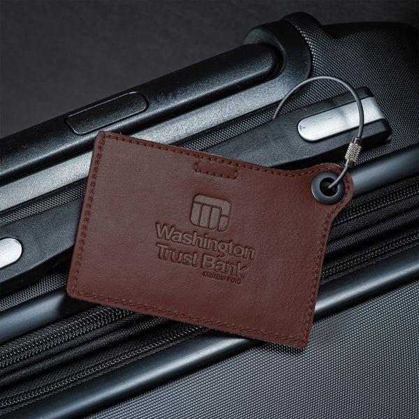 Dacasso Travelers Envy Leather Luggage Tag With Metal Cable - Chocolate Brown