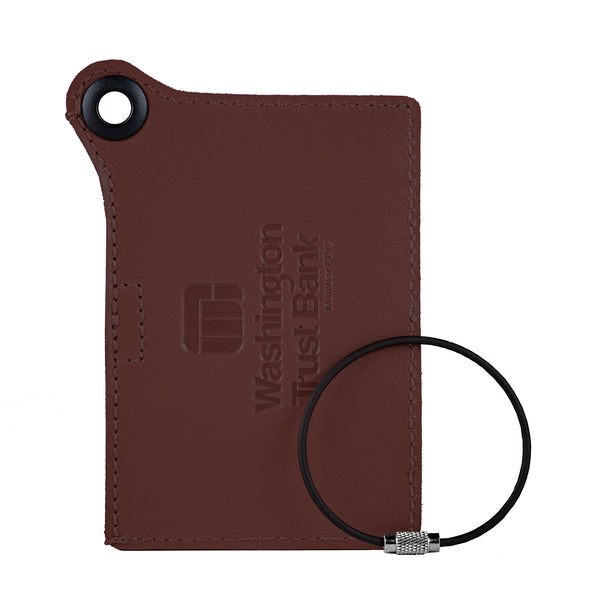 Dacasso Travelers Envy Leather Luggage Tag With Metal Cable - Chocolate Brown