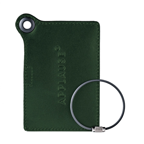 Dacasso Travelers Envy Leather Luggage Tag With Metal Cable - Dark Green