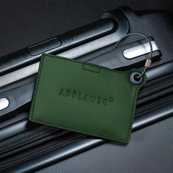 Dacasso Travelers Envy Leather Luggage Tag With Metal Cable - Dark Green