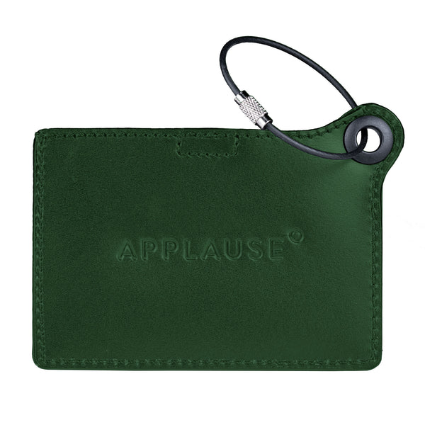 Dacasso Travelers Envy Leather Luggage Tag With Metal Cable - Dark Green