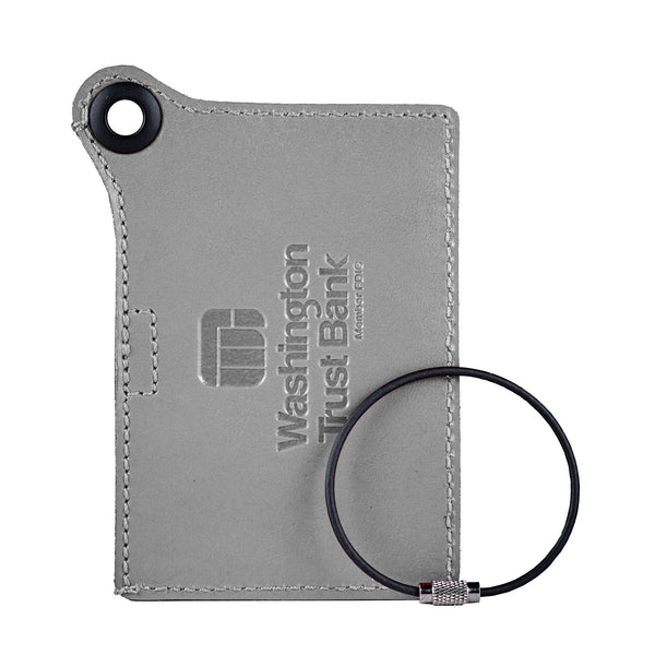 Dacasso Travelers Envy Leather Luggage Tag With Metal Cable - Gray