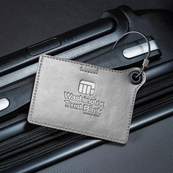 Dacasso Travelers Envy Leather Luggage Tag With Metal Cable - Gray