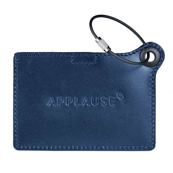 Dacasso Travelers Envy Leather Luggage Tag With Metal Cable - Navy Blue
