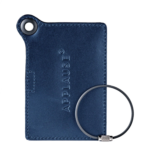 Dacasso Travelers Envy Leather Luggage Tag With Metal Cable - Navy Blue