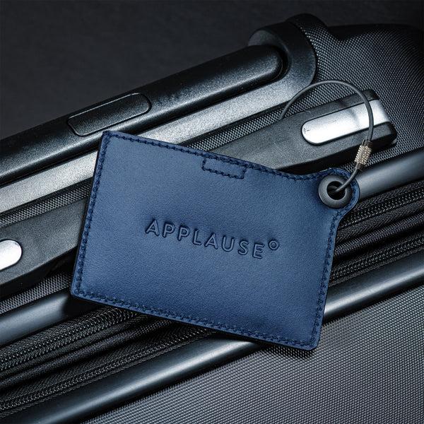 Dacasso Travelers Envy Leather Luggage Tag With Metal Cable - Navy Blue