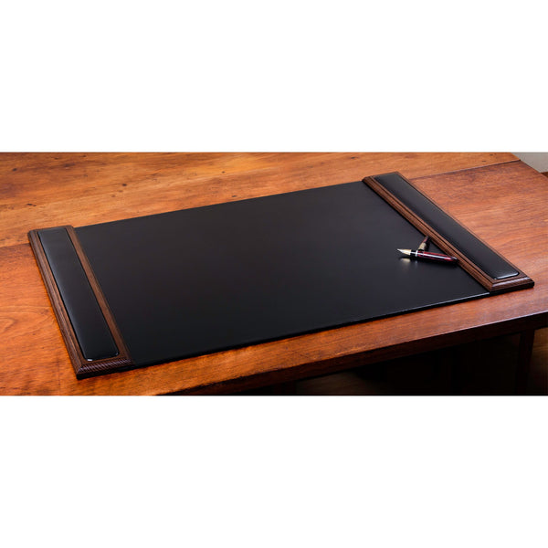 Dacasso Walnut & Black Leather 25.5" X 17.25" Side-Rail Desk Pad