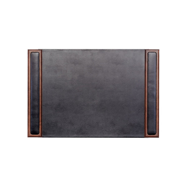 dacasso Walnut & Black Leather 25.5" x 17.25" Side-Rail Desk Pad