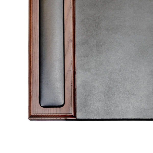Dacasso Walnut & Black Leather 34" X 20" Side-Rail Desk Pad