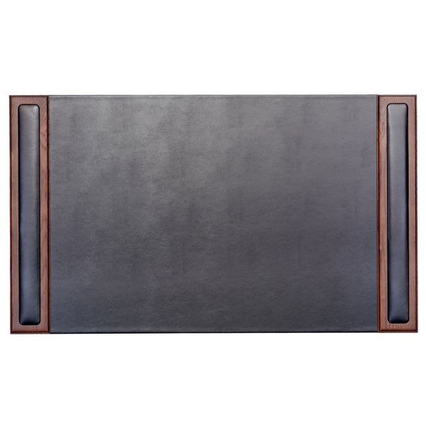 dacasso Walnut & Black Leather 34" x 20" Side-Rail Desk Pad