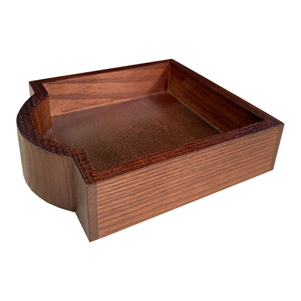 Dacasso Walnut & Black Leather 4 Square Coaster Set W/ Holder