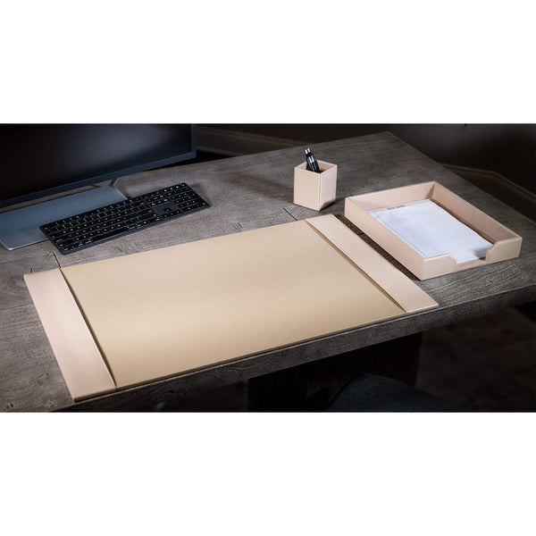 Dacasso White Latte Bonded Leather 3-Piece Desk Set