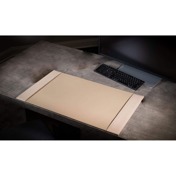 Dacasso White Latte Bonded Leather 30" X 18" Side-Rail Desk Pad