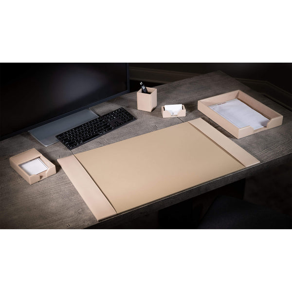Dacasso White Latte Bonded Leather 5-Piece Desk Set