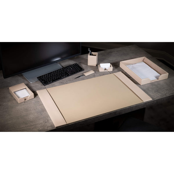 Dacasso White Latte Bonded Leather 6-Piece Desk Set