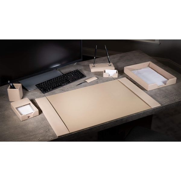 Dacasso White Latte Bonded Leather 7-Piece Desk Set