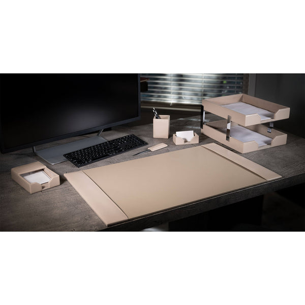 Dacasso White Latte Bonded Leather 8-Piece Desk Set