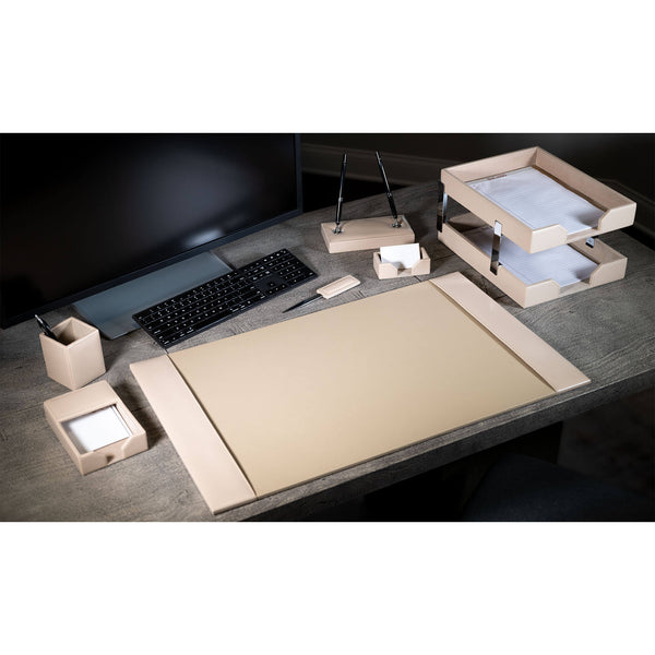Dacasso White Latte Bonded Leather 9-Piece Desk Set