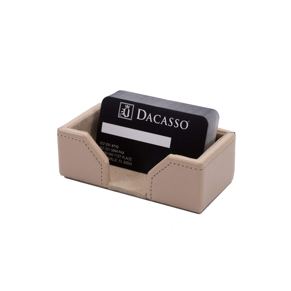 Dacasso White Latte Bonded Leather Business Card Holder