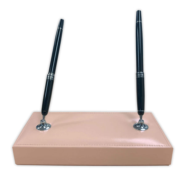 Dacasso White Latte Bonded Leather Double Pen Stand