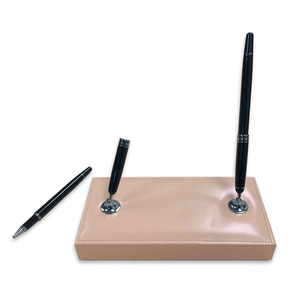 Dacasso White Latte Bonded Leather Double Pen Stand