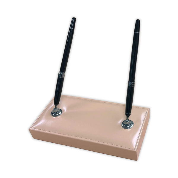 dacasso White Latte Bonded Leather Double Pen Stand