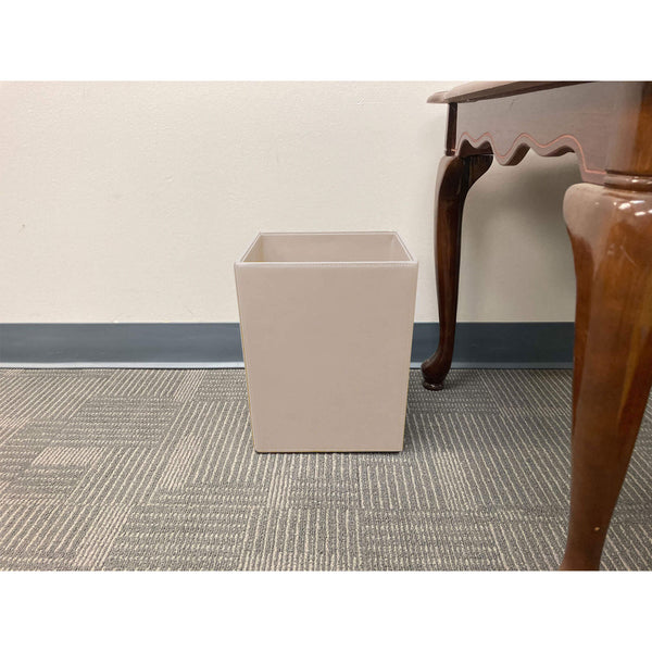 Dacasso White Latte Bonded Leather Waste Basket 14 Qt