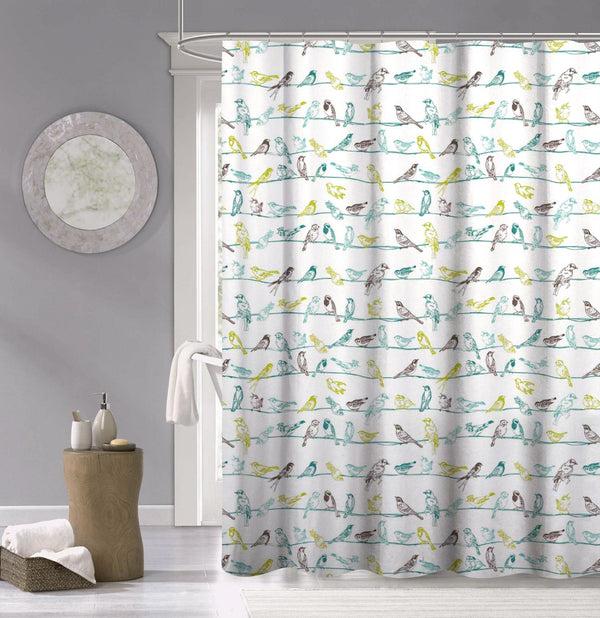 dainty home Dainty Home 100% Cotton Printed Birds Designed 70" x 72" Shower Curtain