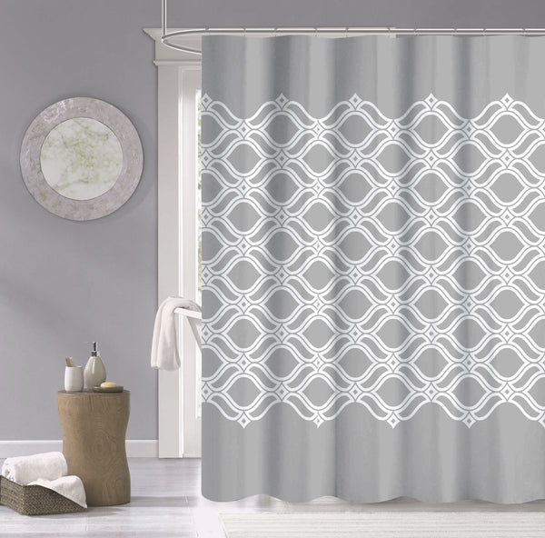 Dainty Home Dainty Home 100% Cotton Printed Diamonte Designed 70" X 72" Shower Curtain