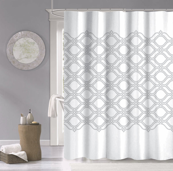 dainty home Dainty Home 100% Cotton Printed Diamonte Designed 70" x 72" Shower Curtain