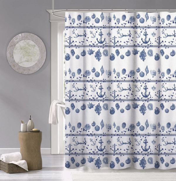 dainty home Dainty Home 100% Cotton Printed Marine Designed 70" x 72" Shower Curtain